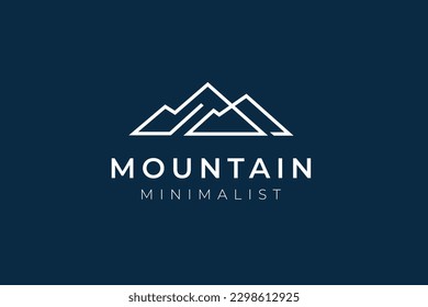 Simple modern mountain adventure line logo design, minimalist line art mountains graphic element icon logo design