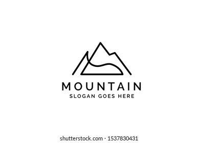 Simple modern mountain adventure logo design