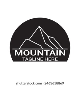 Diseño de logotipo de aventura de montaña simple y moderno. aislado sobre fondo blanco y negro. icono de montaña. Ilustración vectorial. EPS 10 