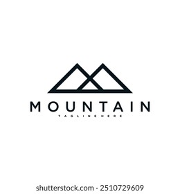 Simple modern mountain adventure logo design template. Premium Vector