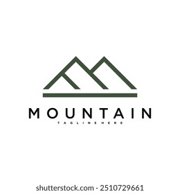 Simple modern mountain adventure logo design template. Premium Vector