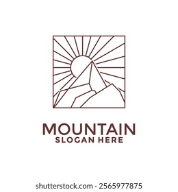 Simple modern mountain adventure logo design. Minimalist and modern vector design.