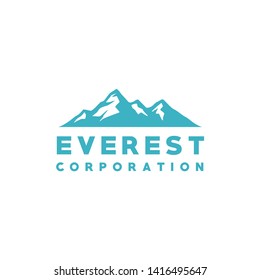 Simple Modern Mountain Landscape Logo Design Vector, Rocky Ice Top Mount Peak Silhouette