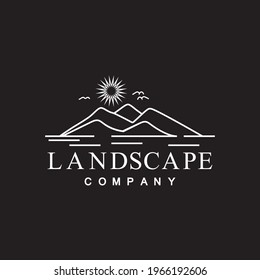 Simple Modern Mountain Landscape Logo Design Vector  Rocky Ice Top Mount Peak Silhouette