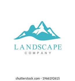 Simple Modern Mountain Landscape Logo Design Vector  Rocky Ice Top Mount Peak Silhouette