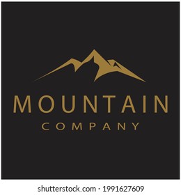 Simple Modern Mountain Landscape Logo Design Vector, Rocky Ice Top Mount Peak Silhouette