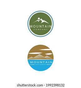 Simple Modern Mountain Landscape Logo Design Vector, Rocky Ice Top Mount Peak Silhouette