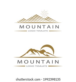 Vector de diseño de logotipo de montaña moderno y simple, silueta de pico de pico de hielo en la cima del monte rocoso