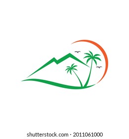 Einfache Modern Modern Mountain Landscape Logo Design Vector, Rocky Ice Top Mount Peak Silhouette