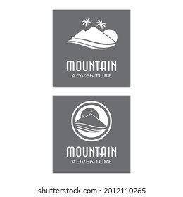 Vector de diseño de logotipo de montaña moderno y simple, silueta de pico de pico de hielo en la cima del monte rocoso
