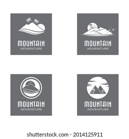 Vector de diseño de logotipo de montaña moderno y simple, silueta de pico de pico de hielo en la cima del monte rocoso