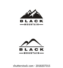 Simple Modern Mountain Landscape Logo Design Vector, Rocky Ice Top Mount Peak Silhouette