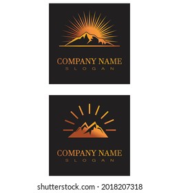 Vector de diseño de logotipo de montaña moderno y simple, silueta de pico de pico de hielo en la cima del monte rocoso