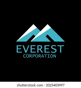Simple Modern Mountain Landscape Logo Design Vector, Rocky Ice Top Mount Peak Silhouette