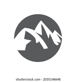Simple Modern Mountain Landscape Logo Design Vector, Rocky Ice Top Mount Peak Silhouette