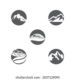 Vector de diseño de logotipo de montaña moderno y simple, silueta de pico de pico de hielo en la cima del monte rocoso