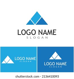 Simple Modern Mountain Landscape Logo Design Vector, Rocky Ice Top Mount Peak Silhouette