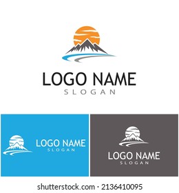 Einfache Modern Modern Mountain Landscape Logo Design Vector, Rocky Ice Top Mount Peak Silhouette