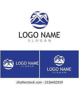 Vector de diseño de logotipo de montaña moderno y simple, silueta de pico de pico de hielo en la cima del monte rocoso