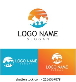 Einfache Modern Modern Mountain Landscape Logo Design Vector, Rocky Ice Top Mount Peak Silhouette