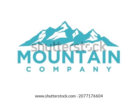 Simple Modern Mountain Landscape Logo Design Vector, Rocky Ice Top Mount Peak Silhouette