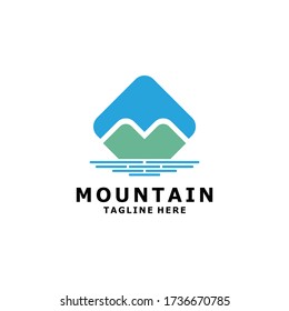 Simple Modern Mountain Logo Design Vector