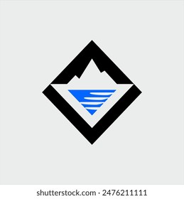Simple modern mountain logo design with diamonds concept.