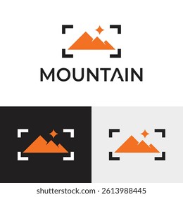 Simple Modern Mountain Logo Vector, Mountain Landscape Silhouette for Outdoor