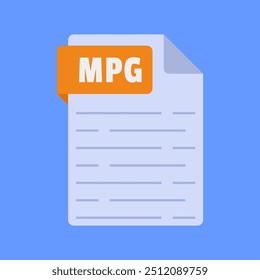 Simple and modern mpg file extension vector illustration flat design isolated on blue background