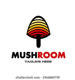 Simple modern mushroom logo with red and yellow. Colorful mushroom icon. Elegant vector illustration.