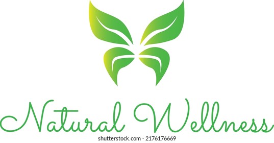 simple and modern natural wellness logo illustration with butterfly leaf logo design concept