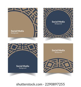 simple and modern navy brown floral square flat social media background