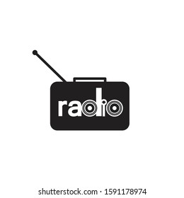 Simple modern negative space logo design of radio.