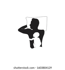 Simple modern negative space logo design of father and son  for your human care idea .