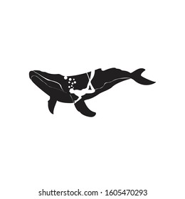 Simple modern negative space logo design of diver and whale for your brand identity idea .