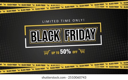 Simple modern November black friday 2024 promotion sale banner layout design with tape ribbon line background. Best for shooping promotion, sale banner, e commerce template, advertisement.