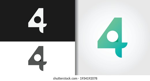 simple modern number 4 logo set idea template vector