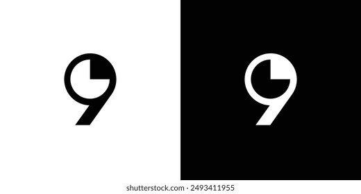 Simple and modern number 9 logo design