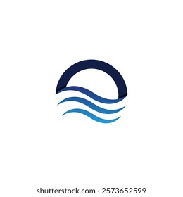 Simple and modern ocean wave letter O logo design. Premium Vector
