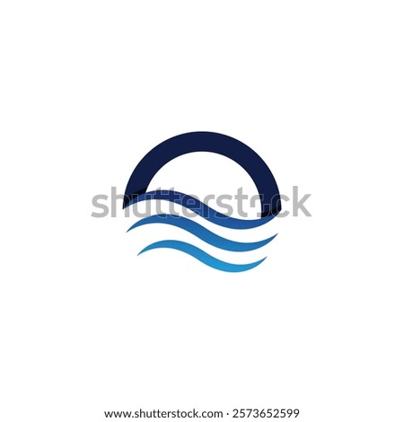 Simple and modern ocean wave letter O logo design. Premium Vector
