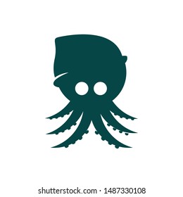 simple modern octopus squid logo design vector illustrations
