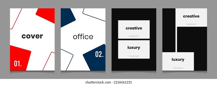 Simple modern office business poster background vector collection. Presentation report banner, magazine, social media, creative album, art cover editable layout template.