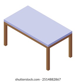 Simples mesa de escritório moderna com uma superfície azul clara está em pé sobre quatro pernas