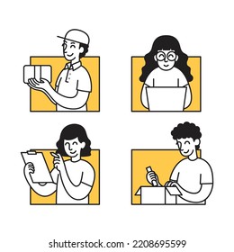 simple modern online store shipment illustration set