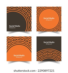 simple and modern orange brown floral square flat social media background