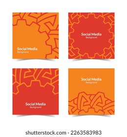 simple and modern orange red geometric lines square flat social media background