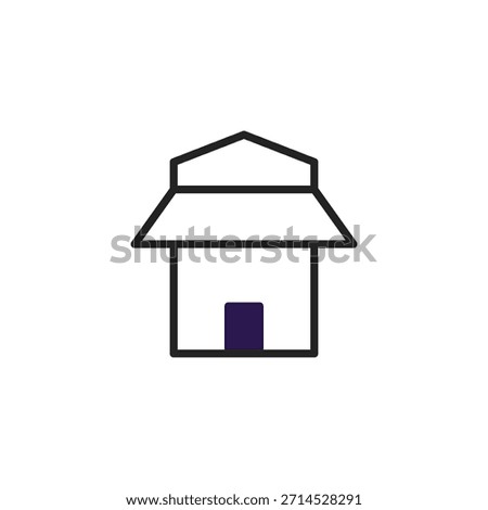 A simple and modern outline of a house, presented in a minimalist geometric style. The design features a basic rectangular form, topped with a simple roof shape and doorway, making it ideal for