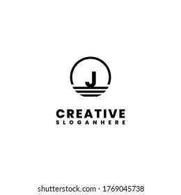 diseño sencillo y moderno de la letra del logotipo J.
