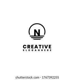 simple modern outline N logo letter design concept.