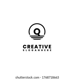 diseño sencillo y moderno de la letra del logotipo Q.